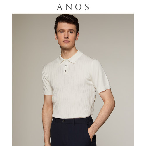 anos短袖上班复古翻领polo衫