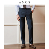 夏季 ANOS商务西装 裤 黑色休闲直筒西裤 上班垂感职业正装 男免烫修身