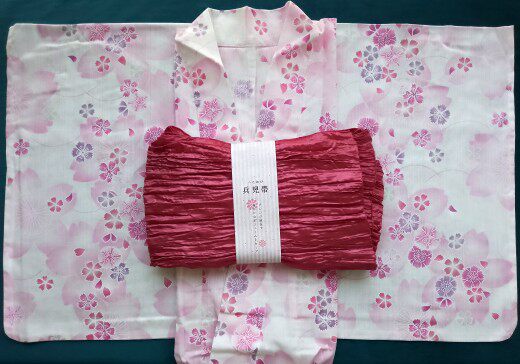 清仓满200包邮日本正统和服浴衣樱花套装兵儿带纯棉写真拍照旅游