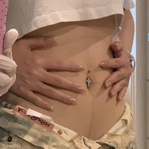 Hailey海莉同款欧美气质裸粉色月光珍珠极光穿戴甲纯手工光疗婚甲