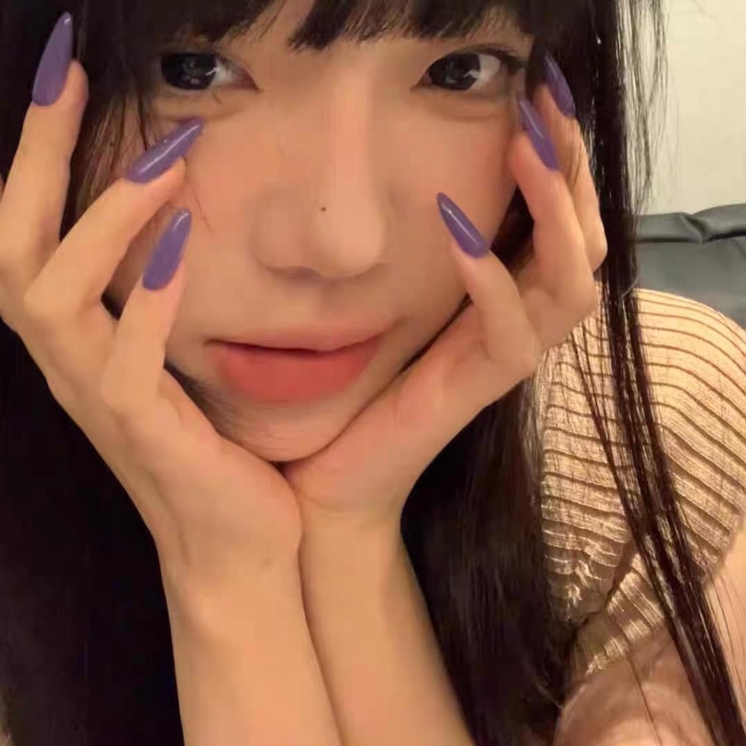 简约高级感欧美辣妹超显白纯色紫色亮面手工穿戴甲婚甲可拆卸孕妇