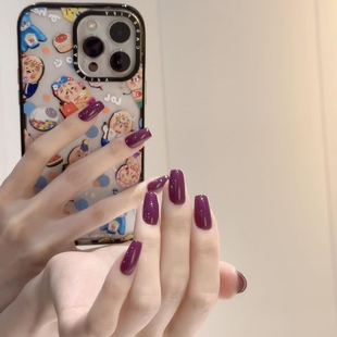 显白指甲贴片纯色裸色穿戴甲2026年新款海葵紫短款简约高级感复古