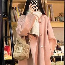 粉色毛呢外套女装夏季2025新款爆款小个子韩系穿搭高级感呢子大衣