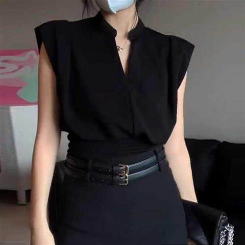 气质黑色套装裙入春穿搭一整套背心上衣女高腰包臀半身裙子两件套
