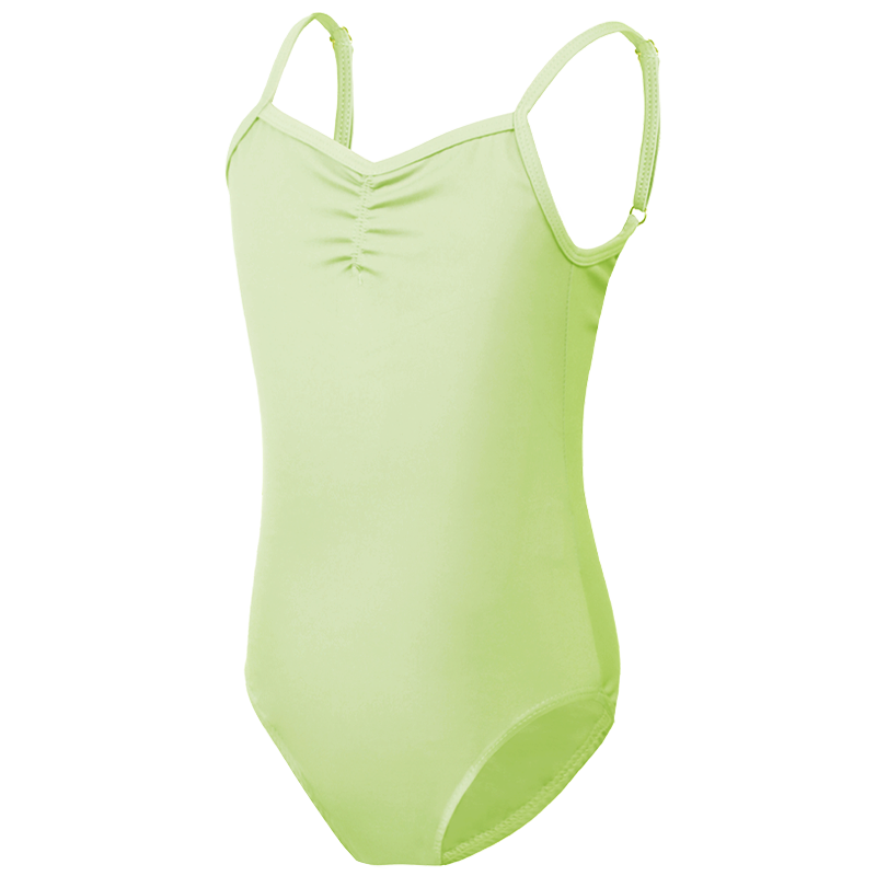 儿童芭蕾舞练功服牛油果绿吊带形体服体操服连体服女童锦纶舞蹈服