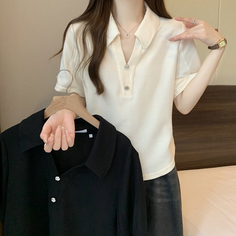 哺乳上衣夏季POLO领正肩短袖T恤辣妈款外出显瘦大码喂奶期打底衫
