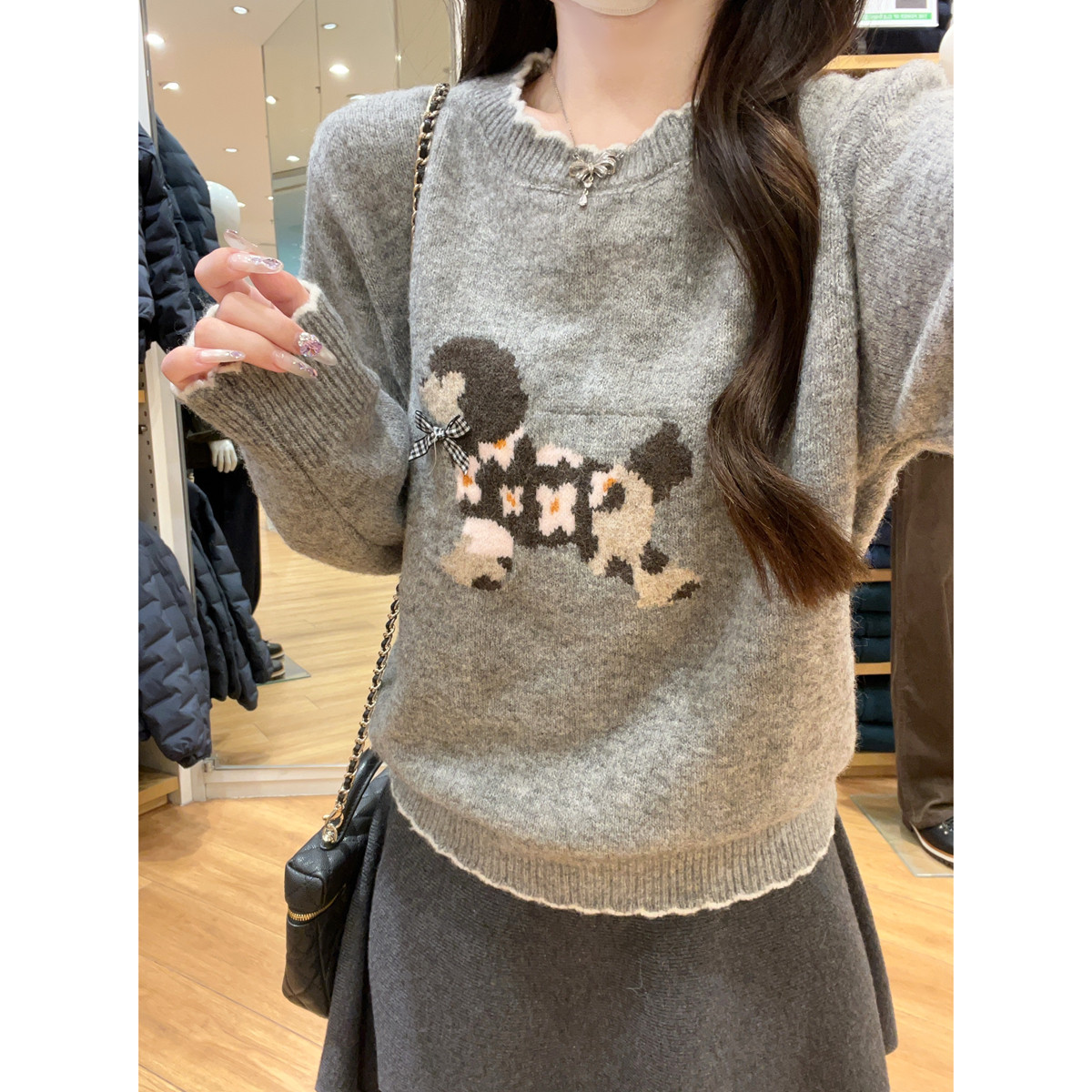 miu系小狗哺乳上衣冬季产后圆领羊毛针织衫辣妈款外出喂奶期毛衣,孕妇装/孕产妇用品/营养,家居服上装,淘宝优惠券,粉丝福利购,淘宝优惠卷