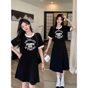 哺乳连衣裙夏季假两件镂空收腰A字短裙辣妈款外出大码显瘦喂奶服