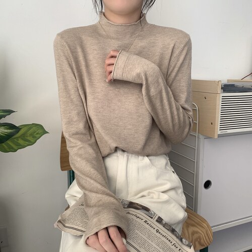 半高领卷边哺乳上衣秋冬基础打底针织衫显瘦辣妈款外出喂奶期毛衣