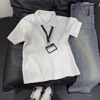 衬衫领夏季短袖重磅男款衫olo感