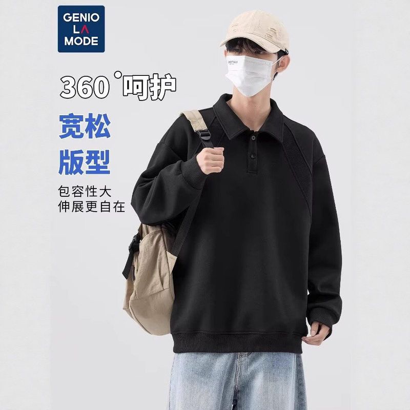 复古男纯色休闲宽松秋冬新款