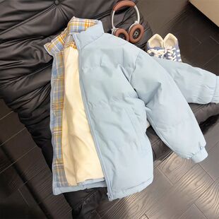 蓝色女款服面包le冬季棉衣anfit情侣加厚奶外套高级感男棉服c立领