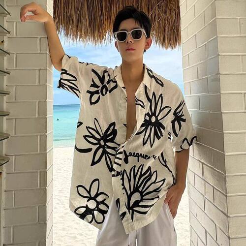 领泰国海边度假海岛男三亚衬衣
