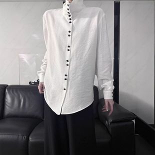 众多春季法式款内小上衣百搭纽扣衬衫立领搭设计感男女垂坠高级感