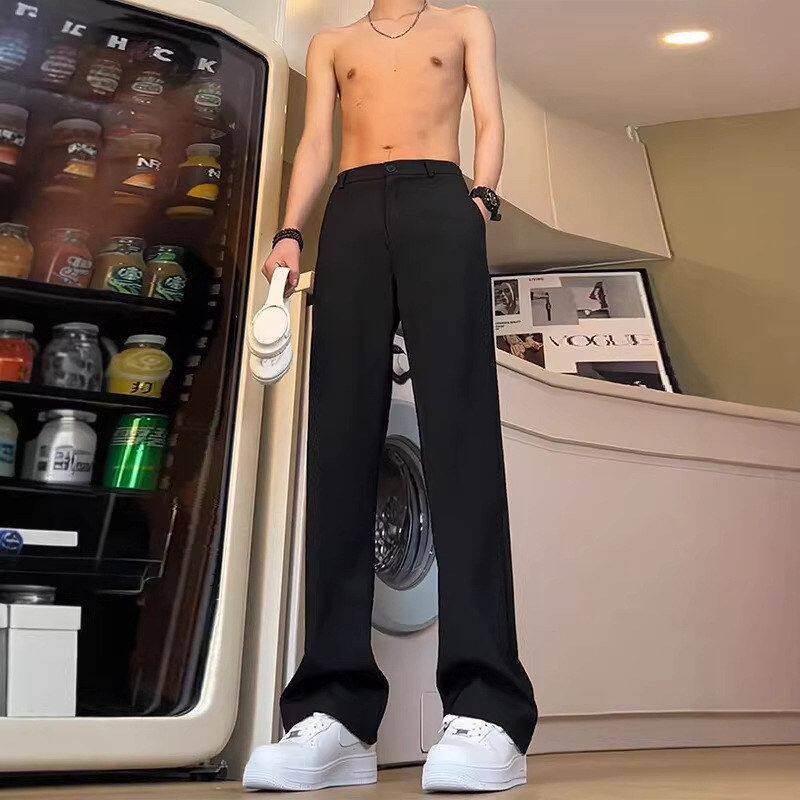 西装裤黑色直筒春夏秋冬微喇男款休闲裤显瘦西裤坠感高级感垂痞帅