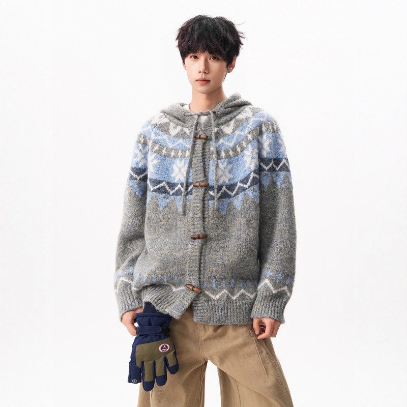 复古民族风美式费尔岛牛角情侣