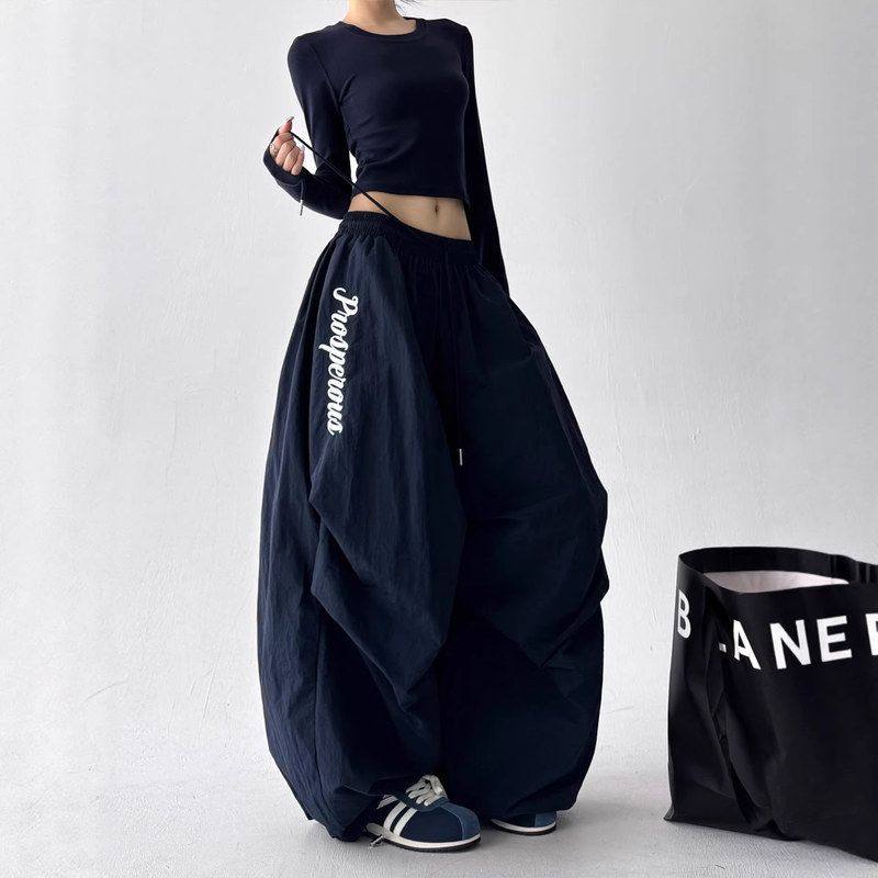 设计感阔腿冬季滑雪褶皱春秋新款裤男女情侣宽松伞兵休闲裤高个子,男装,休闲裤,淘宝优惠券,粉丝福利购,淘宝优惠卷