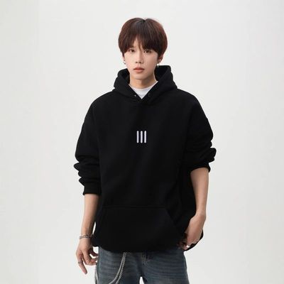 连帽冬季重磅衣潮加绒卫印花高级