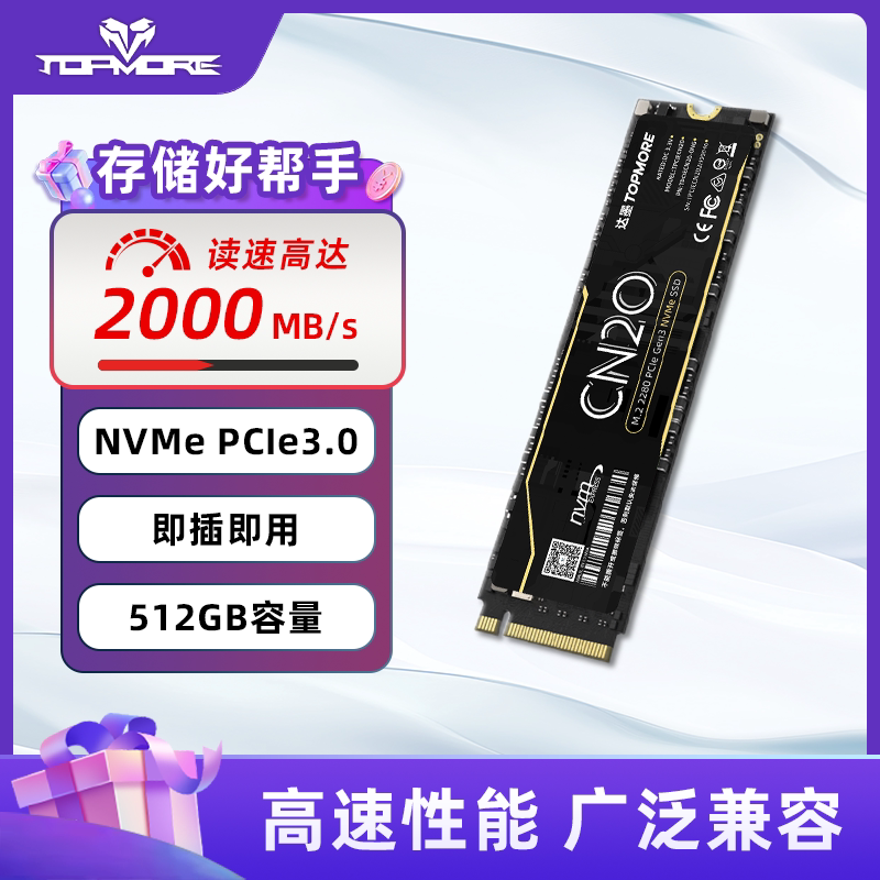 达墨M.2固态硬盘CN20高速PCIe3.0大容量SSD台式机NVMe笔记本