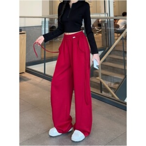 香蕉裤女春秋2024新款显瘦阔腿运动裤高腰垂感休闲裤设计感裤子