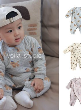 婴儿加厚连体衣薄夹棉男女宝宝外出服连身哈衣爬服秋冬保暖无骨ks