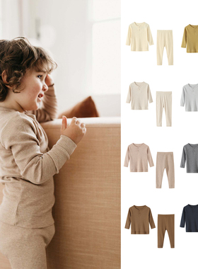 丹麦ins宝宝莫代尔家居服婴儿秋衣秋裤打底内衣套装睡衣A类无骨