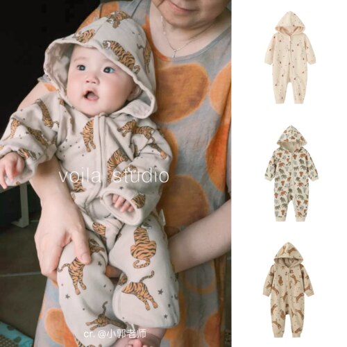 A类婴儿连帽卫衣爬服拉链春秋ins