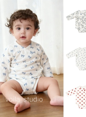 北欧婴儿长袖包屁衣无骨棉质双层护肚斜襟侧开春秋冬宝宝三角哈衣