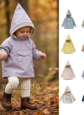 宝宝精灵帽风衣春秋外套防风冲锋衣男女童尖尖帽外出服幼儿园MAT