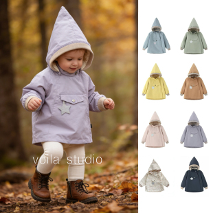 宝宝精灵帽风衣春秋外套防风冲锋衣男女童尖尖帽外出服幼儿园MAT