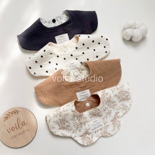 voila六层纯棉纱布花瓣双面婴儿口水巾围嘴360度A类全棉透气吸水