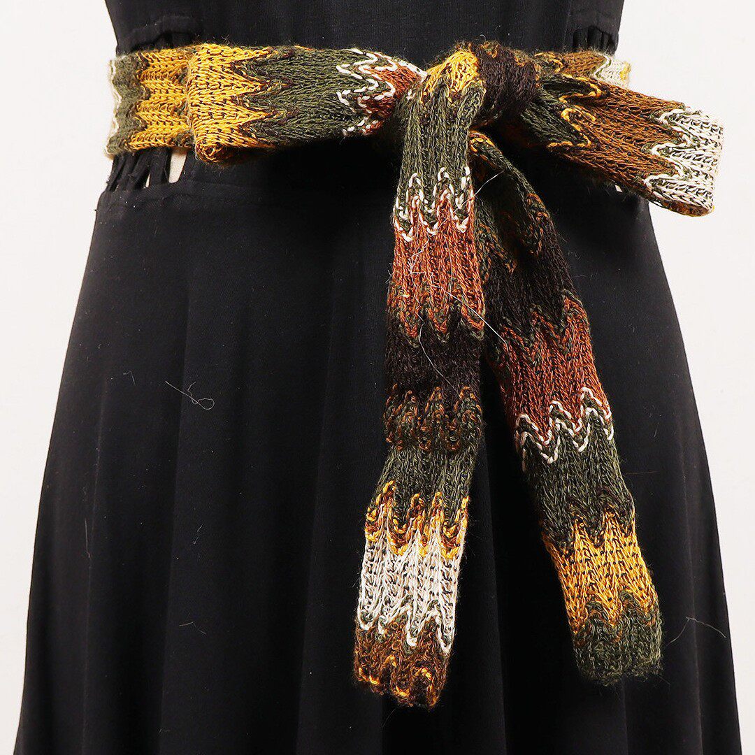 日系复古原宿风彩虹编织拼色长条针织围巾女时尚辣妹配饰腰带围脖