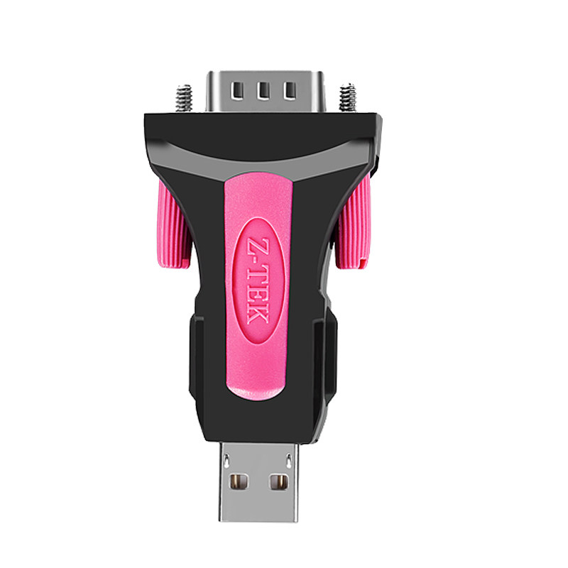 z-tek力特USB转rs232c串口头DB9针COM工业级FT