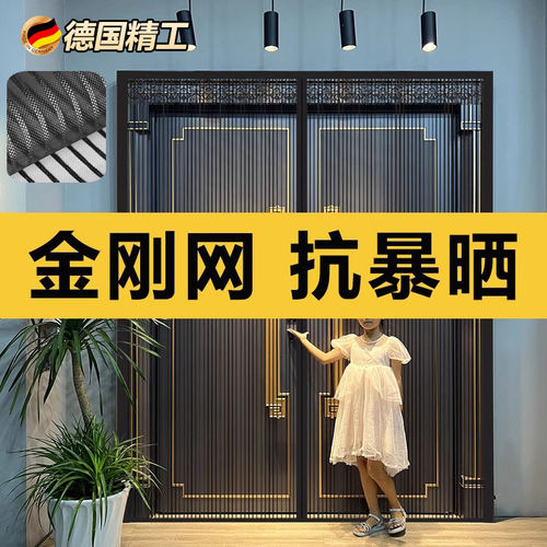 别墅大门防蚊门帘2025新款高档农村门口防晒磁性家用金刚网帘子F