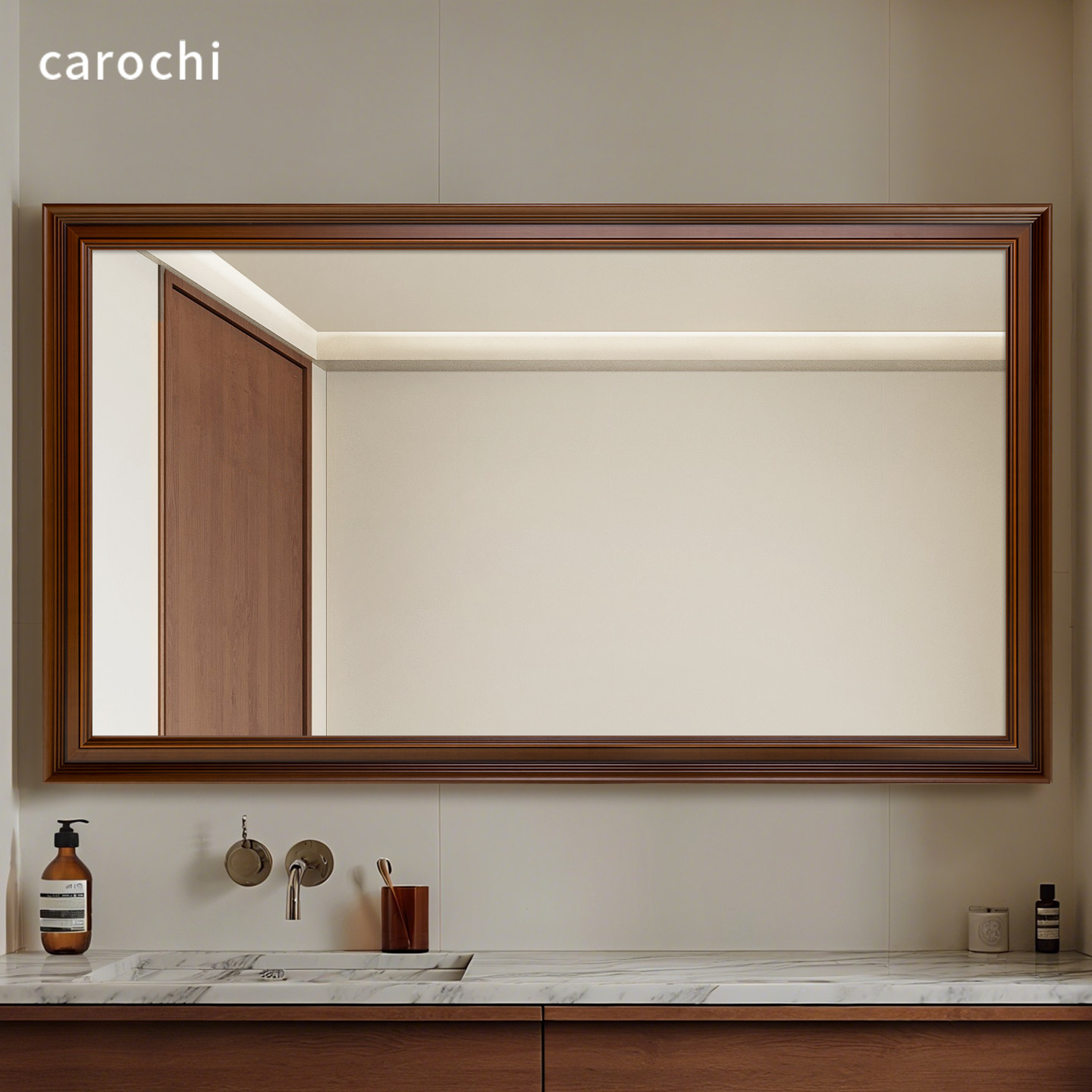 长方形中古复古高端洗手盆镜子卫生间洗手间墙面挂墙式实木浴室镜,家装主材,浴室镜,淘宝优惠券,粉丝福利购,淘宝优惠卷