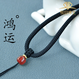 手工编织红玛瑙项链挂绳玉坠绳玉石佛观音玉佩吊坠挂脖粗细男女款