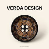 天然木扣四眼复古花纹木头钮扣大衣毛衣扣子装 维达 繁花卉影 饰扣