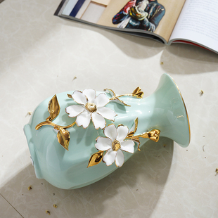 现代简约客厅创意时尚 饰品陶瓷干花花器小清新花瓶花艺 摆件家居装