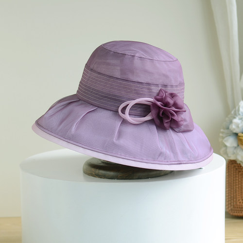 春夏新款桑蚕丝遮阳帽女轻薄透气