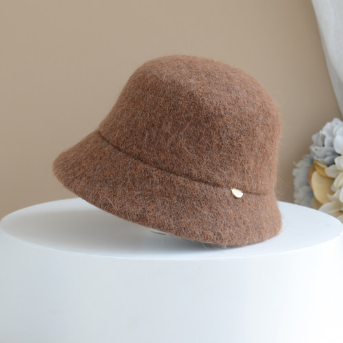渔夫帽羊驼毛混羊毛简约冬季毛绒
