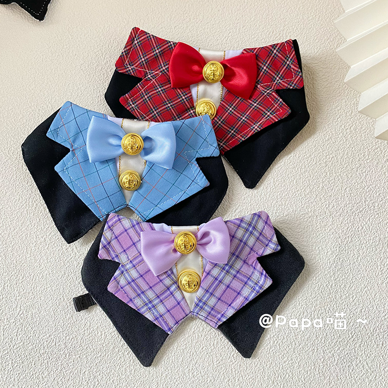 ins绅士风小礼服宠物猫咪狗狗英伦学院风口水巾围嘴网红领结围兜