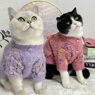 毛衣小型犬加厚款 猫咪狗狗韩版 淑女花纱针织毛衣宠物秋冬衣服开衫