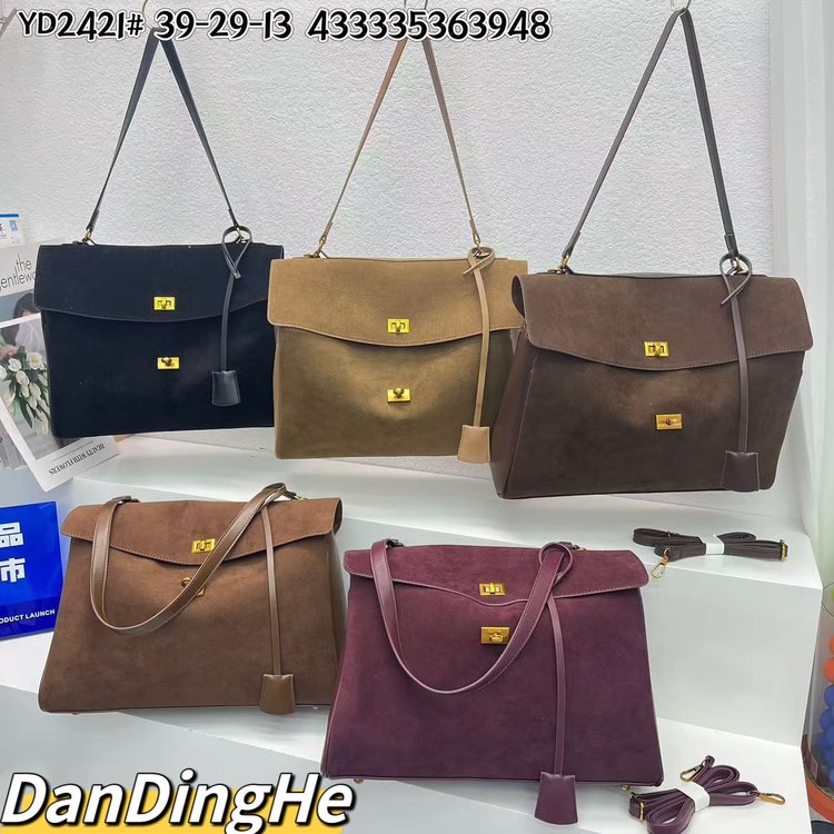 2025冬季新款车缝线托特包PU2024年冬季单肩包锁扣均码