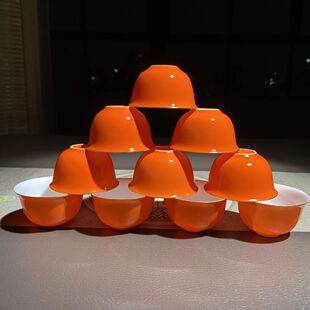 潮州超薄胎橙色高骨瓷盖碗套装 潮汕工夫小茶杯 反口小客杯