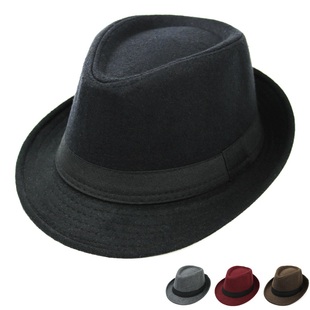 礼帽男帽子男款英伦绅士帽秋冬呢子小礼帽保暖亲子儿童帽爵士帽
