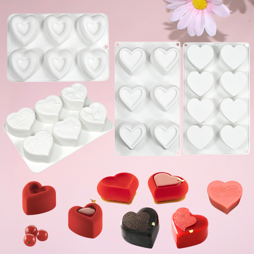 情人节爱心慕斯模红色凹槽桃心硅胶模具蛋糕模具香薰模手工皂磨具,厨房/烹饪用具,烘焙模具,淘宝优惠券,粉丝福利购,淘宝优惠卷
