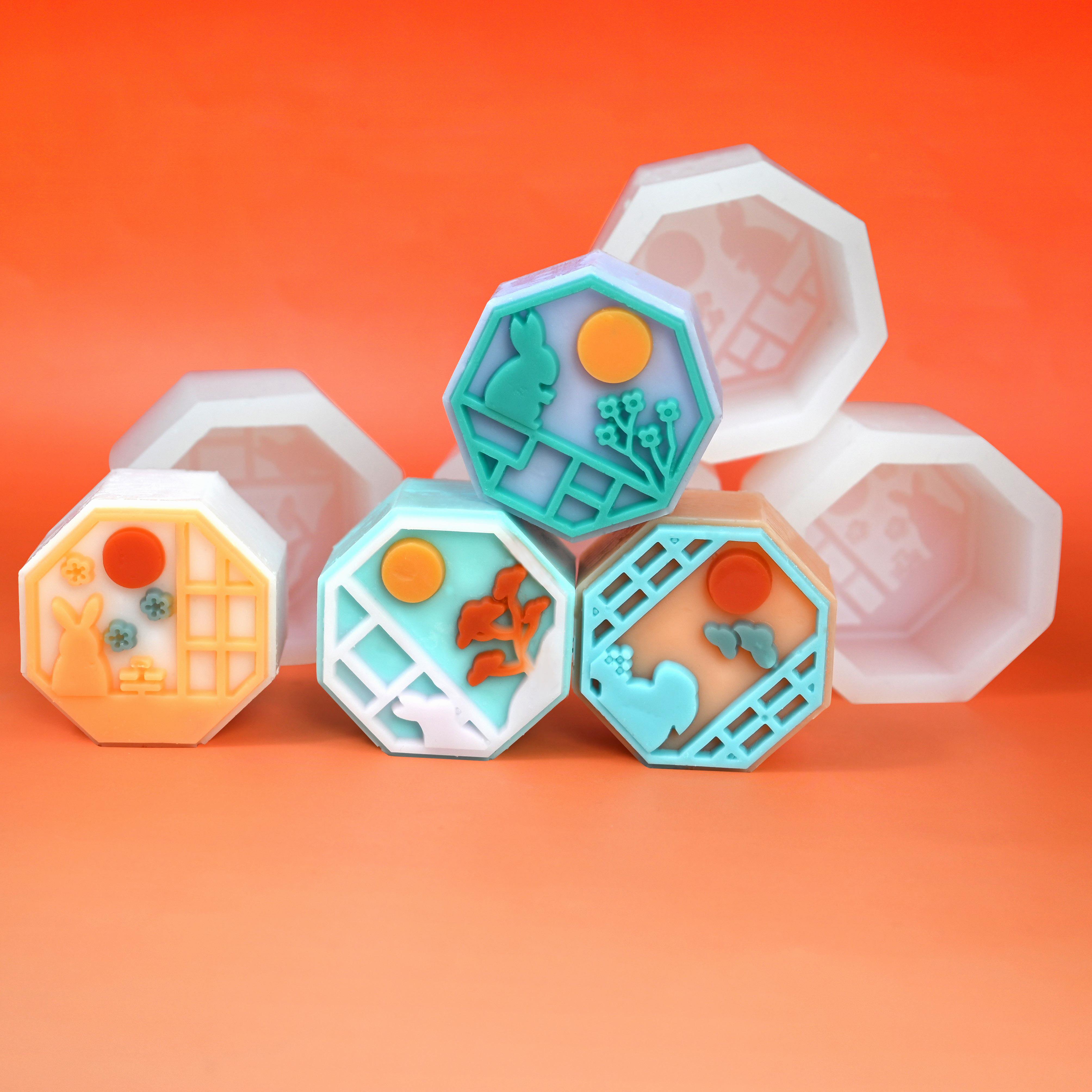 中秋节月亮兔子荷花冰皮月饼模 中式绿豆糕点凤梨酥烘培硅胶模具