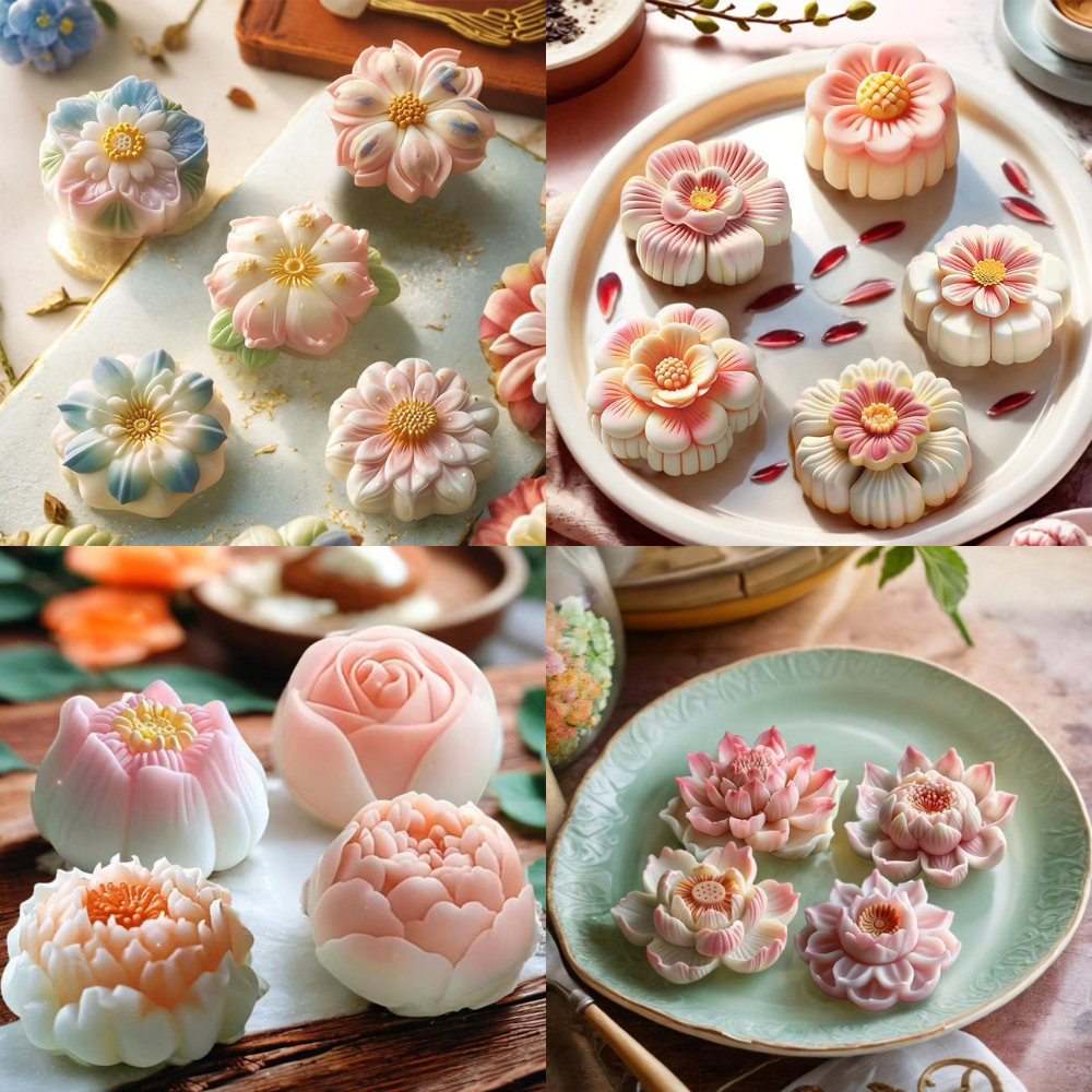 中国风荷花慕斯蛋糕硅胶模具手工莲花糕点和菓子布丁月饼硅胶磨具