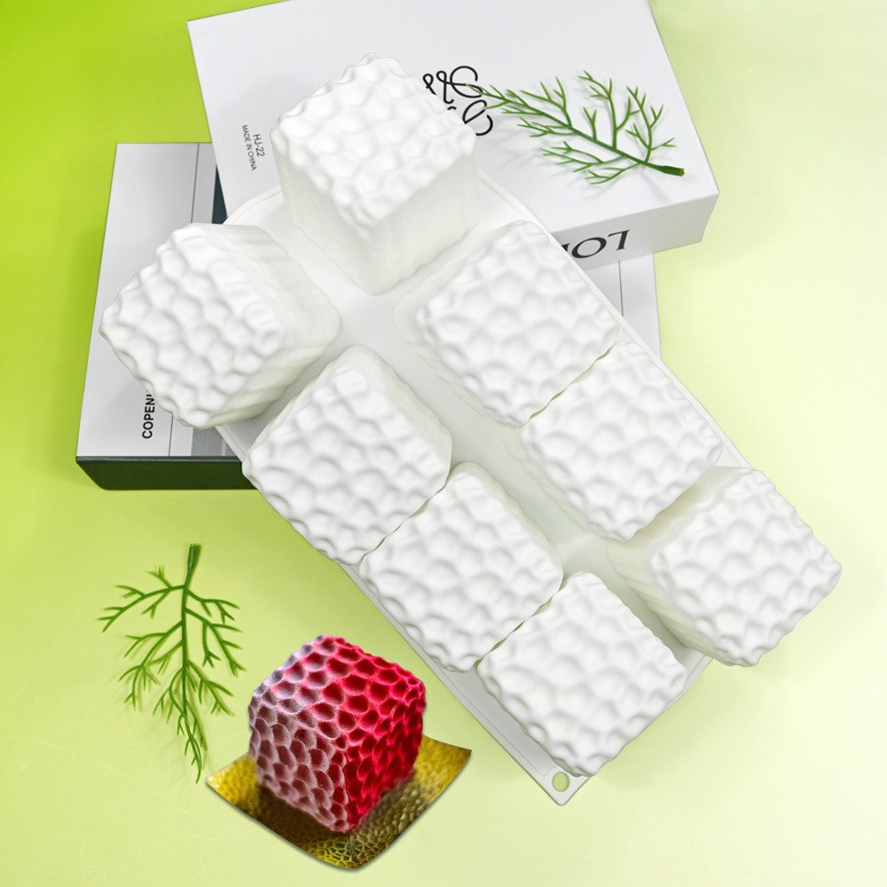 德瑞卡 8连魔方蜂巢慕斯模具 方形DIY巧克力烘焙硅胶模具蛋糕装饰