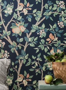 瑞典原装进口Borastapeter墙纸 简约 北欧乡村背景壁纸手绘苹果树